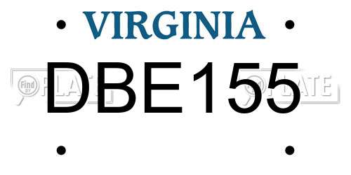DBE155 Virginia License Plate