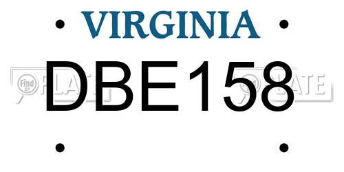 DBE158 Virginia License Plate
