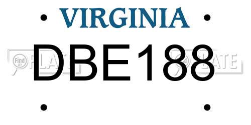 DBE188 Virginia License Plate