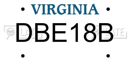 DBE18B Virginia License Plate