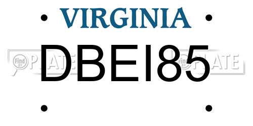 DBEI85 Virginia License Plate