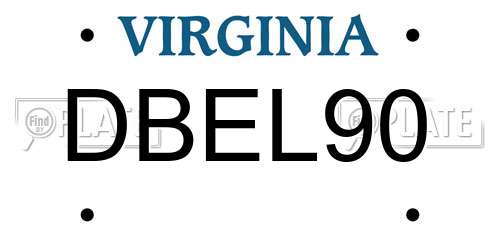 DBEL90 Virginia License Plate