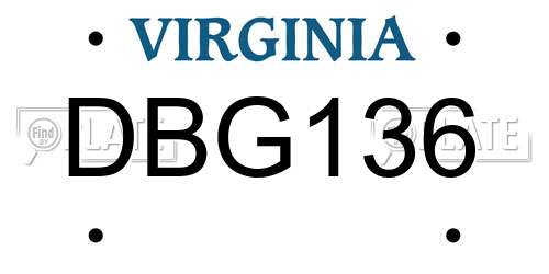 DBG136 Virginia License Plate