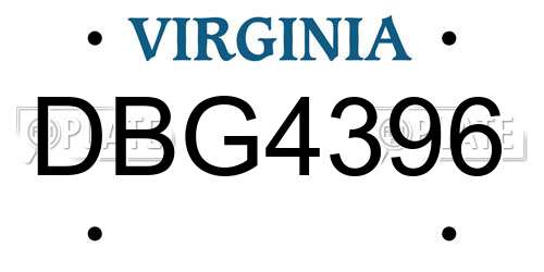 DBG4396 Virginia License Plate
