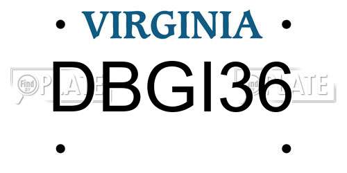 DBGI36 Virginia License Plate