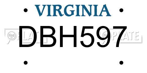 DBH597 Virginia License Plate