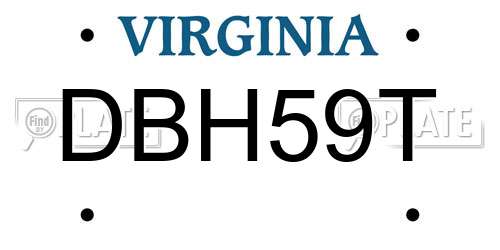DBH59T Virginia License Plate
