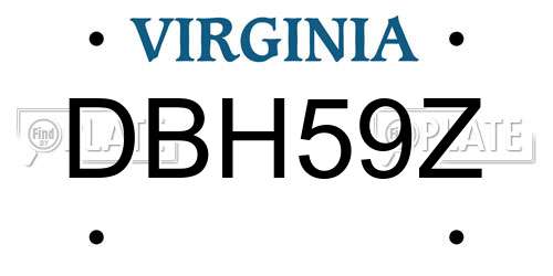 DBH59Z Virginia License Plate
