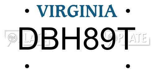 DBH89T Virginia License Plate