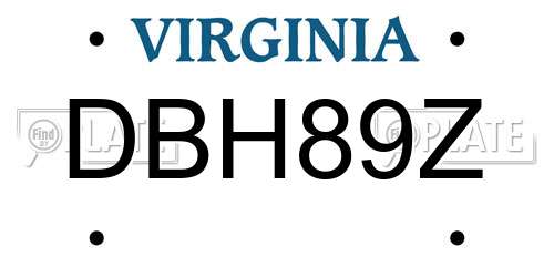 DBH89Z Virginia License Plate