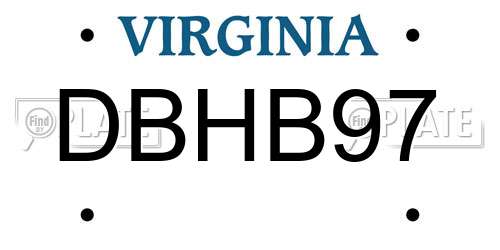 DBHB97 Virginia License Plate