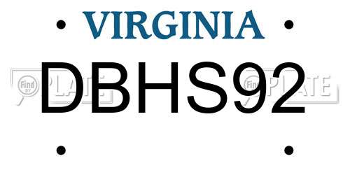 DBHS92 Virginia License Plate