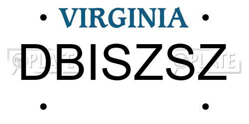 DBISZSZ Virginia License Plate