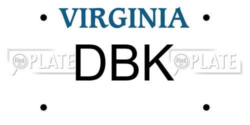 DBK Virginia License Plate