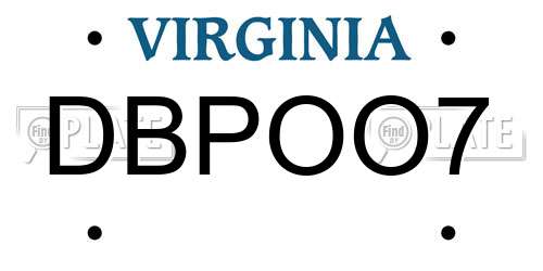 DBPOO7 Virginia License Plate