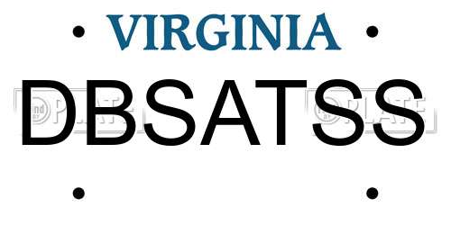 DBSATSS Virginia License Plate