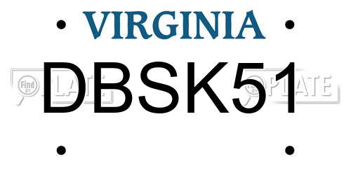 DBSK51 Virginia License Plate