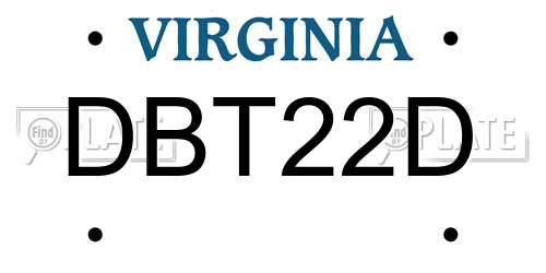 DBT22D Virginia License Plate