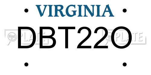 DBT22O Virginia License Plate