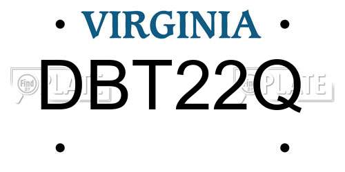 DBT22Q Virginia License Plate