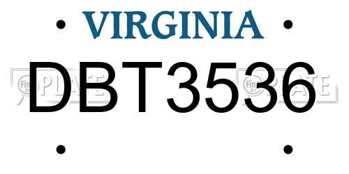 DBT3536 Virginia License Plate