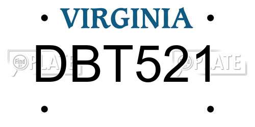 DBT521 Virginia License Plate