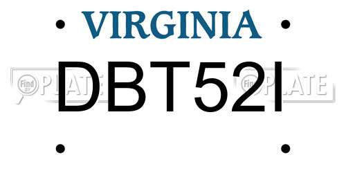 DBT52I Virginia License Plate