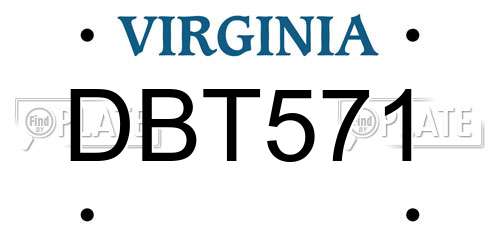DBT571 Virginia License Plate