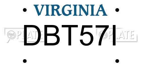 DBT57I Virginia License Plate