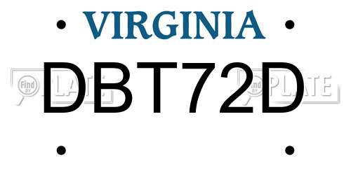 DBT72D Virginia License Plate