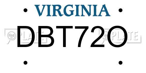 DBT72O Virginia License Plate