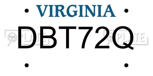 DBT72Q Virginia License Plate