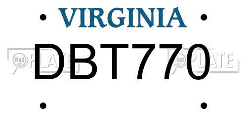 DBT770 Virginia License Plate