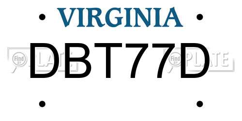 DBT77D Virginia License Plate