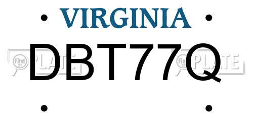 DBT77Q Virginia License Plate