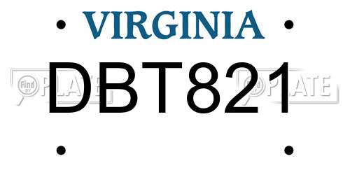 DBT821 Virginia License Plate