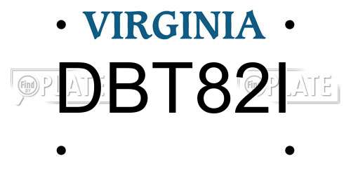 DBT82I Virginia License Plate