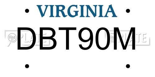 DBT90M Virginia License Plate
