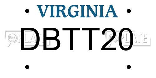 DBTT20 Virginia License Plate