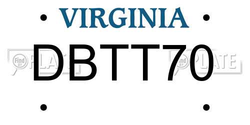 DBTT70 Virginia License Plate