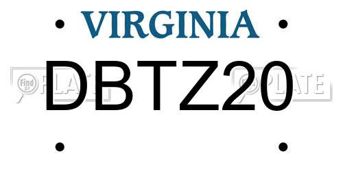 DBTZ20 Virginia License Plate