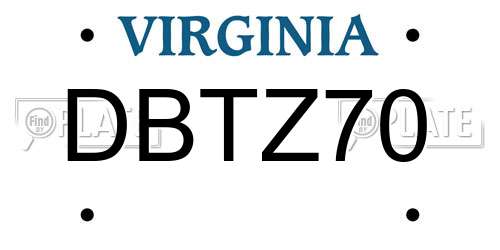DBTZ70 Virginia License Plate