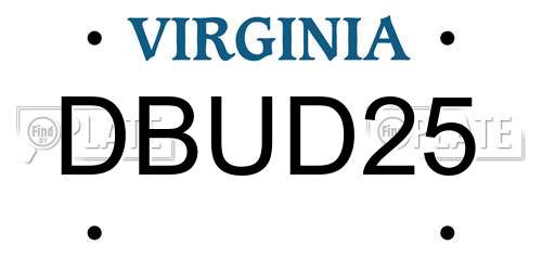 DBUD25 Virginia License Plate