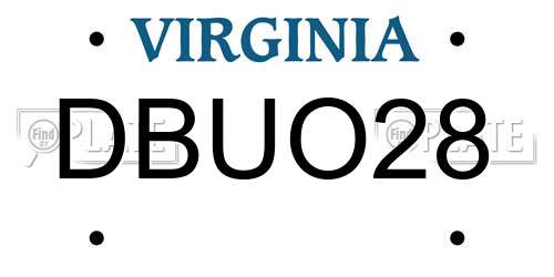 DBUO28 Virginia License Plate