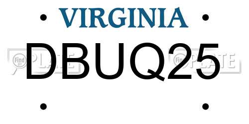 DBUQ25 Virginia License Plate