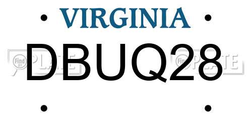 DBUQ28 Virginia License Plate