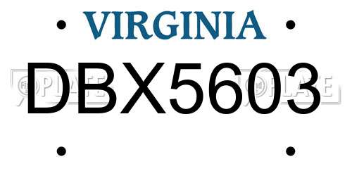 DBX5603 Virginia License Plate