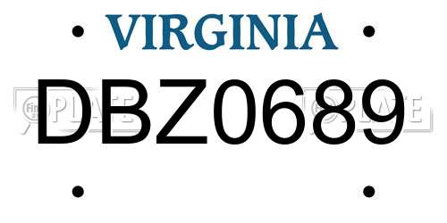 DBZ0689 Virginia License Plate