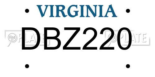DBZ220 Virginia License Plate