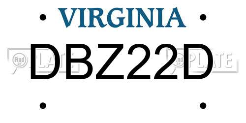 DBZ22D Virginia License Plate